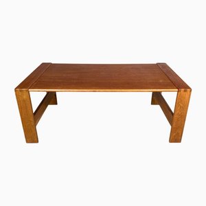 Large Brutalist Oak Coffee Table, Germany, 1970s