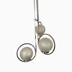 Art Deco Silver Ceiling Lamp with Three Sphere Shades