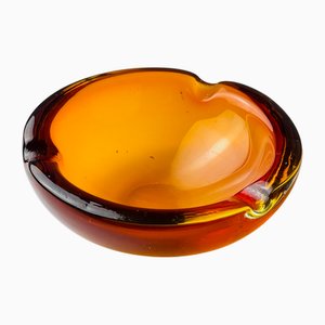 Posacenere vintage in vetro di Murano arancione, Italia, anni '70