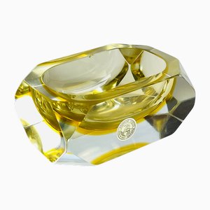 Original Yellow Murano Glass Ashtray by Bucella Cristalli Murano, 1970s