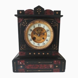 Antike französische Napoleon III Kaminuhr aus Marmor, 1870er