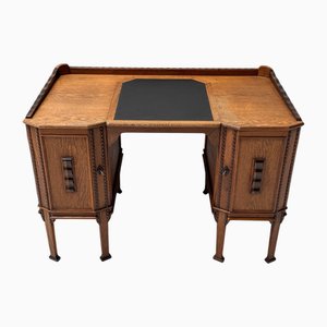 Art Deco Amsterdamse School Pedestal Desk in Oak, 1920s