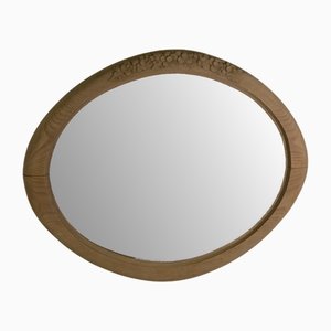 Miroir Art Déco Ovale en Chêne, 1930s