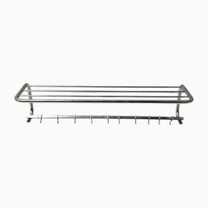 Art Deco Bauhaus Style Chrome Tubular Steel Wall Coat Rack, 1930s