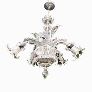 Lámpara de araña de Murano con cinco brazos de vidrio soplado, años 90