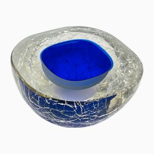 Vintage Italian Blue Murano Glass Ashtray, 1980s