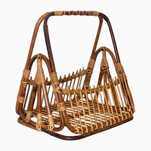 Rattan and Bamboo Magazine Rack, 1970s
