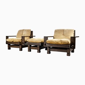Geometric Model St. Moritz Lounge Chairs and Ottoman by Klaus Rausch, 1960s, Set of 3