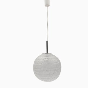 Large Ice Glass Ball Pendant Lamp from Doria Leuchten, Germany, 1960s