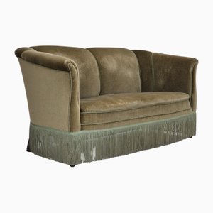 Danish Three-Seater Sofa in Velour and Beech, 1960s