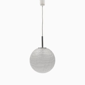 Grande Lampe à Suspension Boule en Verre Givré de Doria Leuchten, Allemagne, 1960s