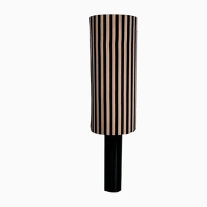 Small Art Deco Table Lamp with Striped Lampshade and Cylindrical Metal Base, Germany, 1920s