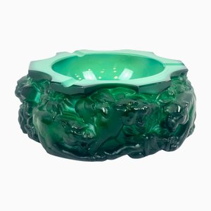 Posacenere Art Deco in vetro malachite di Boemia attribuito a Heinrich Hoffmann, anni '40
