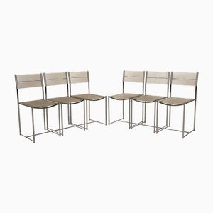Model 101 Spaghetti Chairs in Silver Steel from Alias, Set of 6