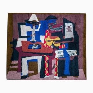 Grand Tapis Pablo Picasso en Laine Musicos Con Mascaras Le par Desso, 1994