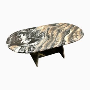 Mesa de centro Cipollino Ondulato vintage ovalada de mármol, Italia, años 70