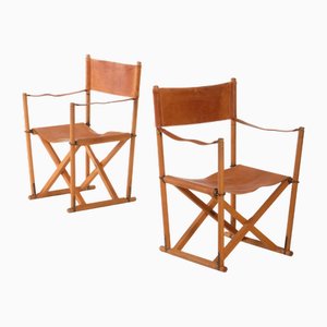 Set of Mk 16 Foldable Armchairs attributed to Mogens Koch, Denmark, 1960s