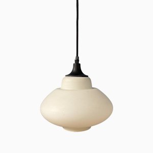 Mid-Century Milchglas Hängelampe Louis Kalff zugeschrieben