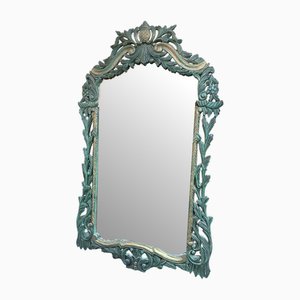 Grand Miroir en Bois Peint et Sculpté