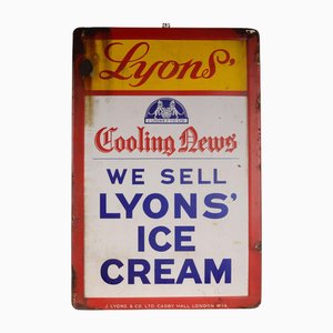 Emailliertes Lyons Eiscreme Werbeschild, 1920er