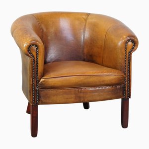 Sheep Leather Club Chair with Decorative Nails