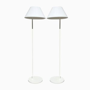 Lámparas de pie Combi danesas minimalistas blancas de Per Iversen para Louis Poulsen, años 80. Juego de 2