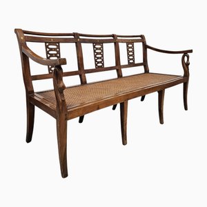 Late 18th Century Directoire Style Settee in Walnut and Brass Inlay, 1795
