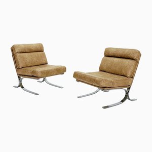 Mid-Century Modern Lounge Chair in Brown Leather, Italy, 1980s