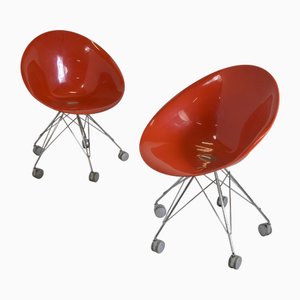 Vintage Eros Modell Stühle aus Polycarbonat & Druckguss Metall von Philippe Starck für Kartell., 1990er, 2er Set