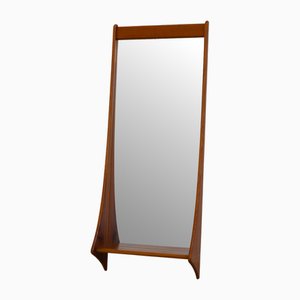 Danish Modern Teak Wall Mirror with Shelf by Jansen Spejle, 1960s