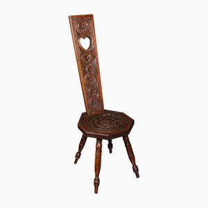 English Carved Spinning Chair, 1880s