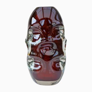 Mid-Century Modern Handmade Crystal Vase in Dark Red by Börne Augustsson for Åseda