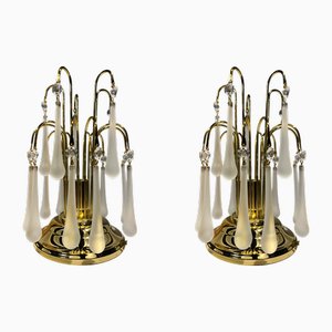 Murano Glass Teardrop or Waterfall Table Lamps, 1970s, Set of 2