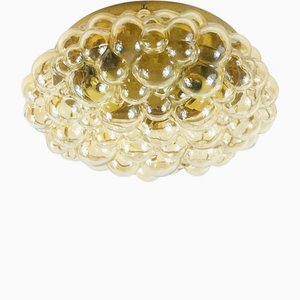 Large Amber Bubble Glass Ceiling Light/Flush Mount attributed to Helena Tynell for Limburg, Germany, 1960s