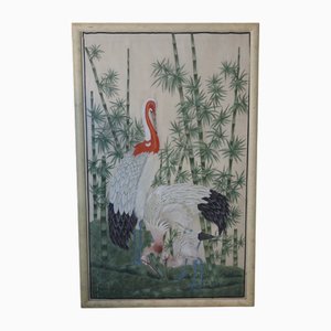 Peinture sur Soie avec Ibis, 1950s