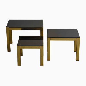 Regency Brass Nesting Tables from Belgo Chrome, Belgium, 1980s, Set of 3