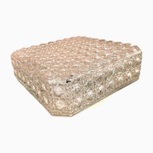 Portuguese Square Glass Flush Mount Ceiling or Wall Light, 1970s