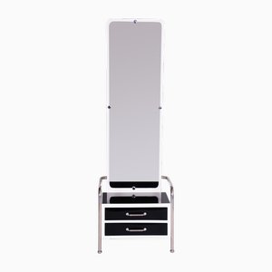 Bauhaus Toilette with Mirror in Chromen & Lacquered Wood, Czech, 1930s