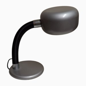 Verstellbare deutsche Vintage Schreibtischlampe mit silberfarbenem Rahmen und kunststoffbeschichtetem Flexarm von Ep-Leuchten, 1980er