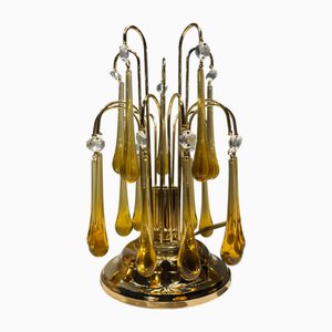 Lámparas de mesa en forma de cascada o en forma de lágrima de cristal de Murano, años 70. Juego de 2