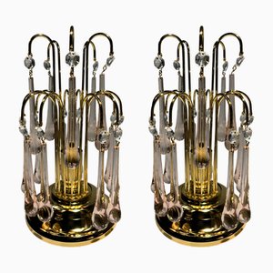 Lámparas de mesa en forma de cascada de cristal de Murano. Juego de 2