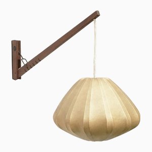 Drehbare Mid-Century Cocoon Wandlampe von Teak Wood, 1960er