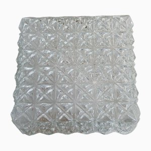 Lámpara de techo industrial minimalista cuadrada de vidrio transparente, años 70