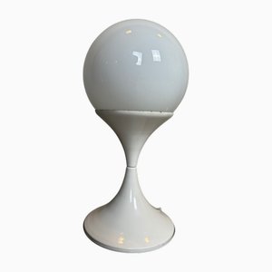 Vintage Tulip Table Lamp in Metal and Opaline