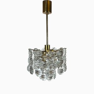 Lustre à 4 Ampoules en Métal et Verre Cristal de Kinkeldey, 1960s