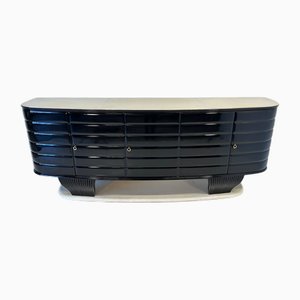 Italian Art Deco Parchment and Black Lacquered Sideboard by Vittorio Dassi, 1940s