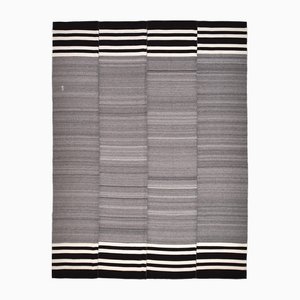 Large Handmade Silver and Gray Wool Kilim Rug, 1975