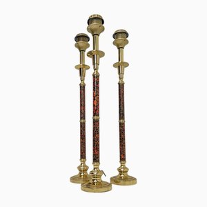Cloisonne Style Slender Table Lamp in Brass, 1970s