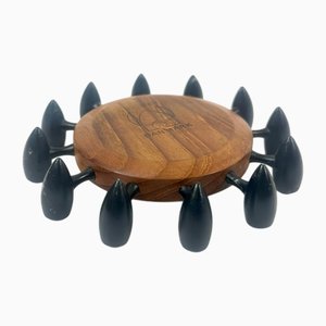 Dänischer Kerzenhalter aus Teak & Gusseisen von Digsmed, 1964