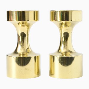 Moderne dänische Kerzenhalter aus Messing, 1970er, 2er Set